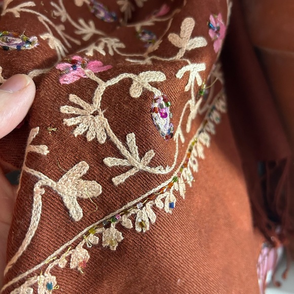 Chic Boho Floral Shawl in Rich Hues Beaded Embroidered - Picture 11 of 16
